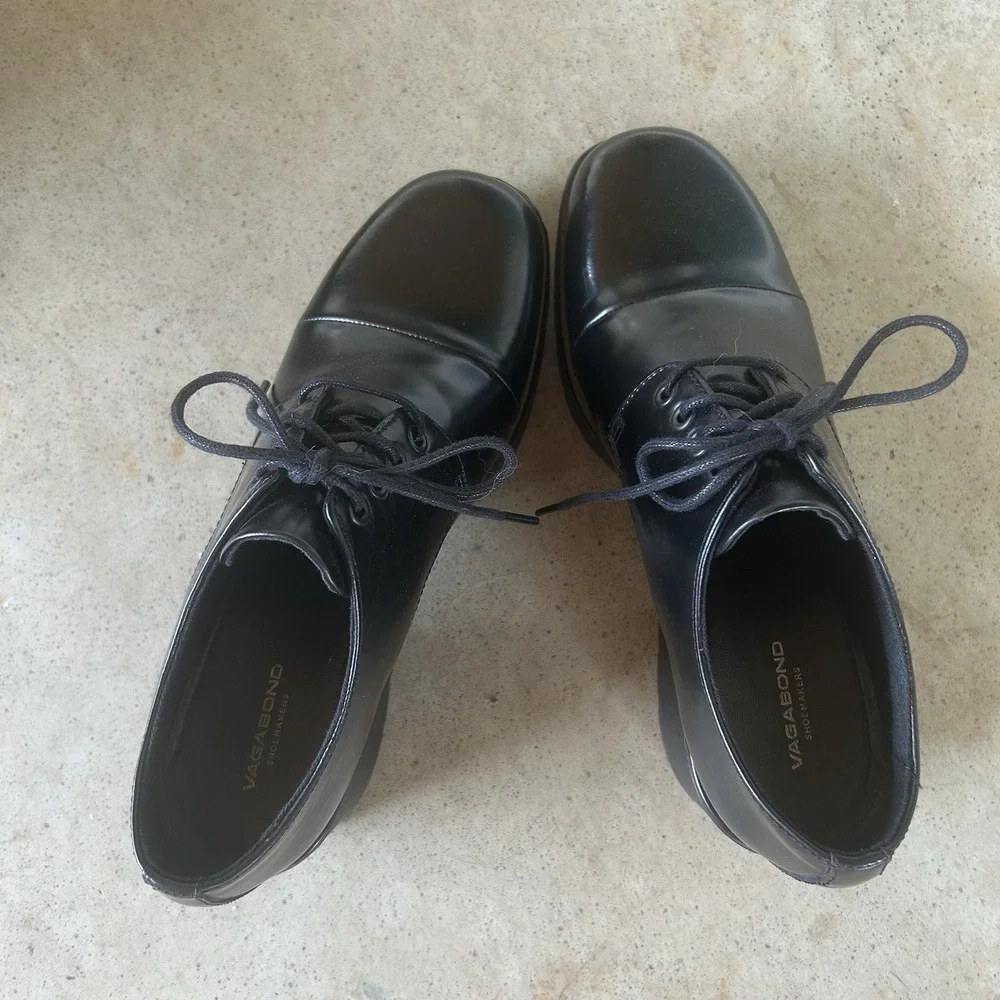 Vagabond Shoemakers Shoe Sz. 40/10  Black Leather Oxfords Lug Platform Academia
